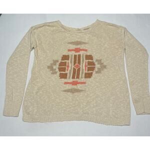 Lucky Brand Southwestern Boho Oatmeal Sweater size small